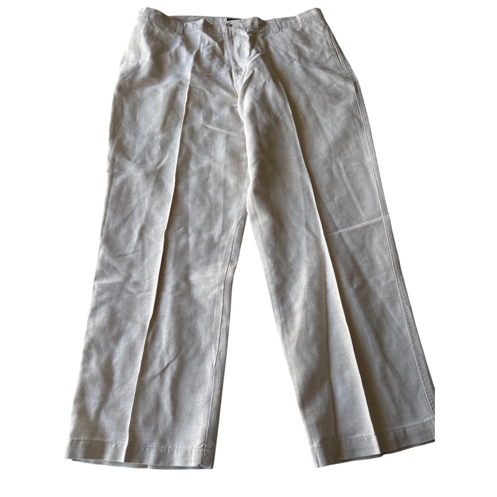 VTG Dockers Mens Linen Cotton Blend Khaki Pants Beige 40x30  Relaxed Fit